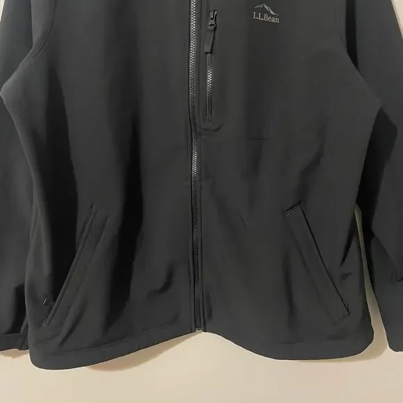 LL Bean Men's Windproof Performance Jacket Softshell Fleece Lined Coat XL Black